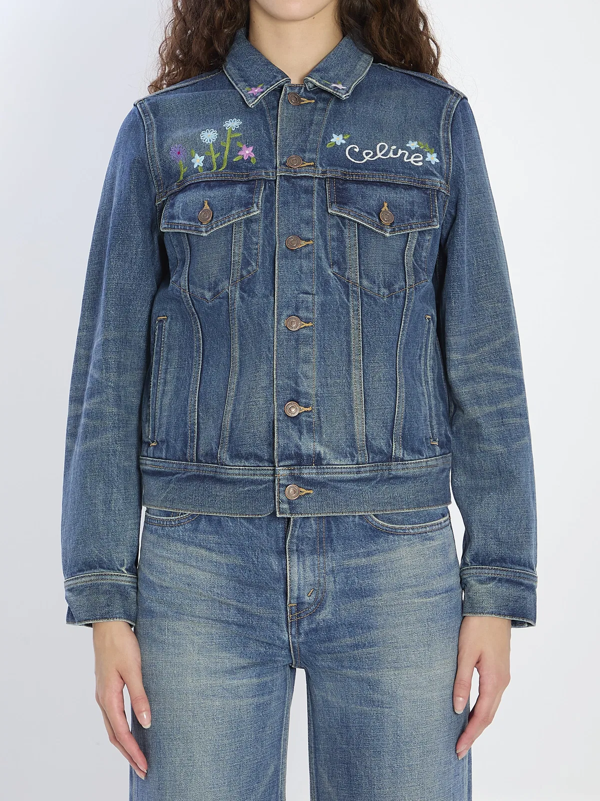 Celine Denim Jacket With Embroidery