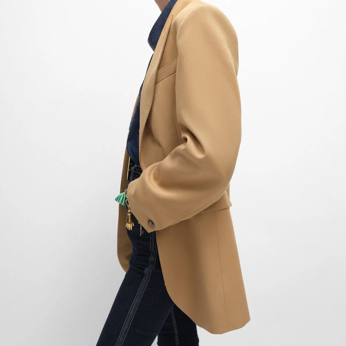 Celine Beige Colonne Wool Jacket