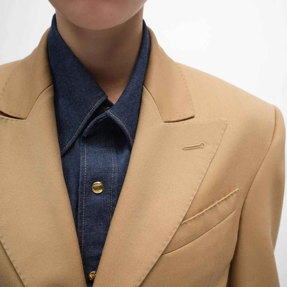Celine Beige Colonne Wool Jacket