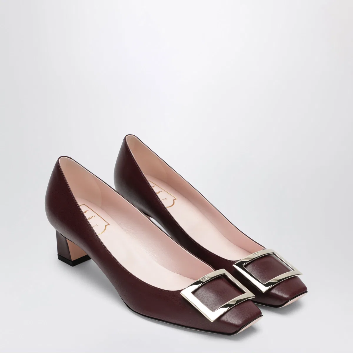Roger Vivier Dark Burgundy Leather Trompette Décollet