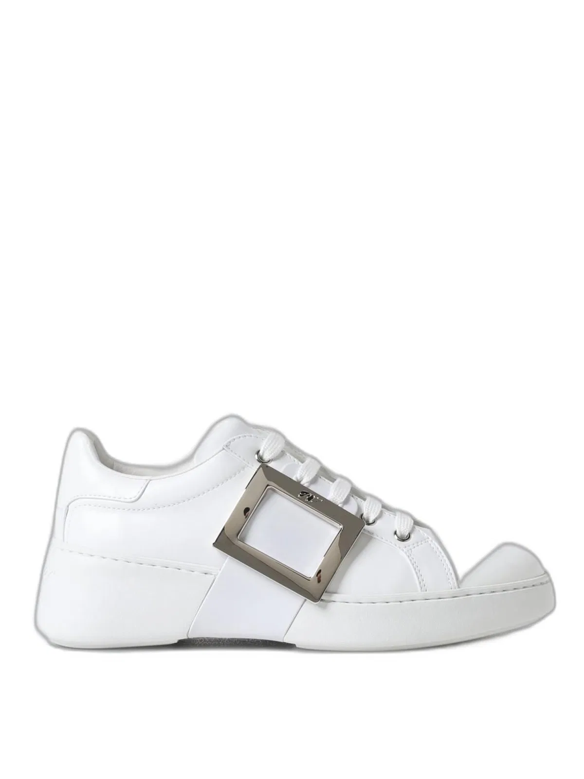 Roger Vivier Viv Skate Buckled Leather Sneakers
