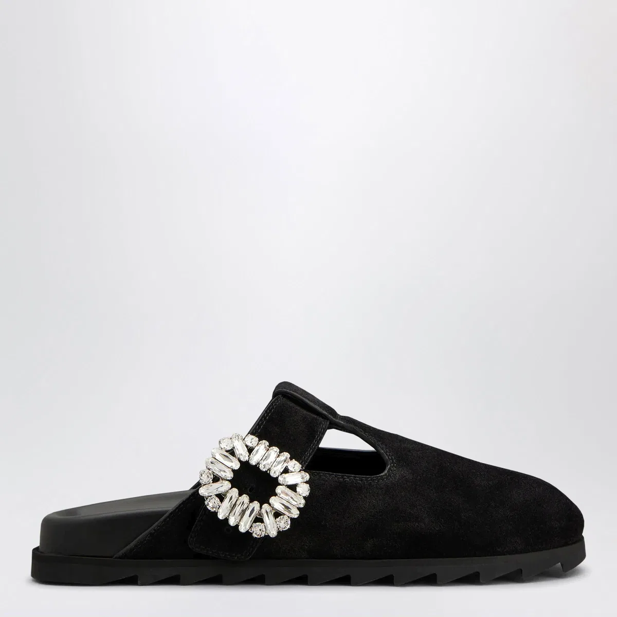 Roger Vivier Black Suede Mule Slidy Viv'