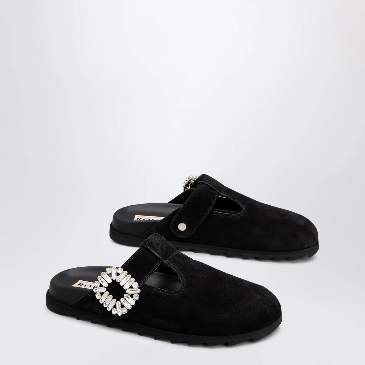 Roger Vivier Black Suede Mule Slidy Viv'