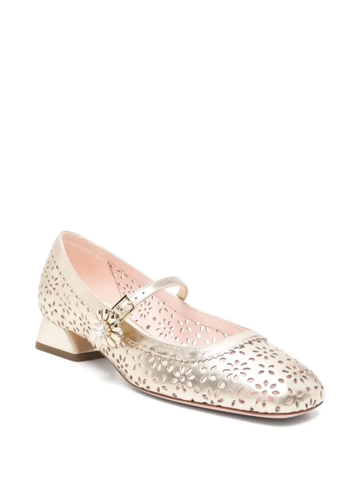 Roger Vivier Golden Perforated Ballerina