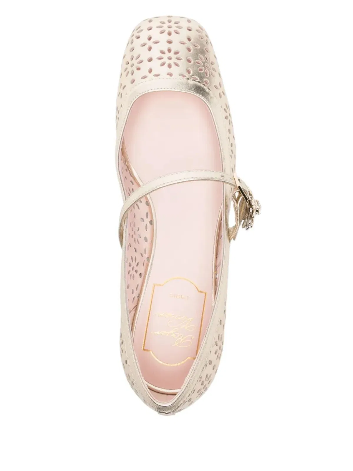 Roger Vivier Golden Perforated Ballerina