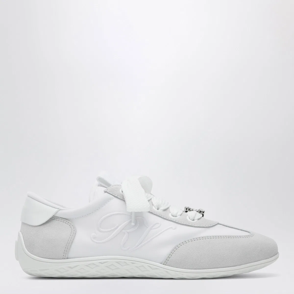 Roger Vivier Viv Low Sneakers In White Suede
