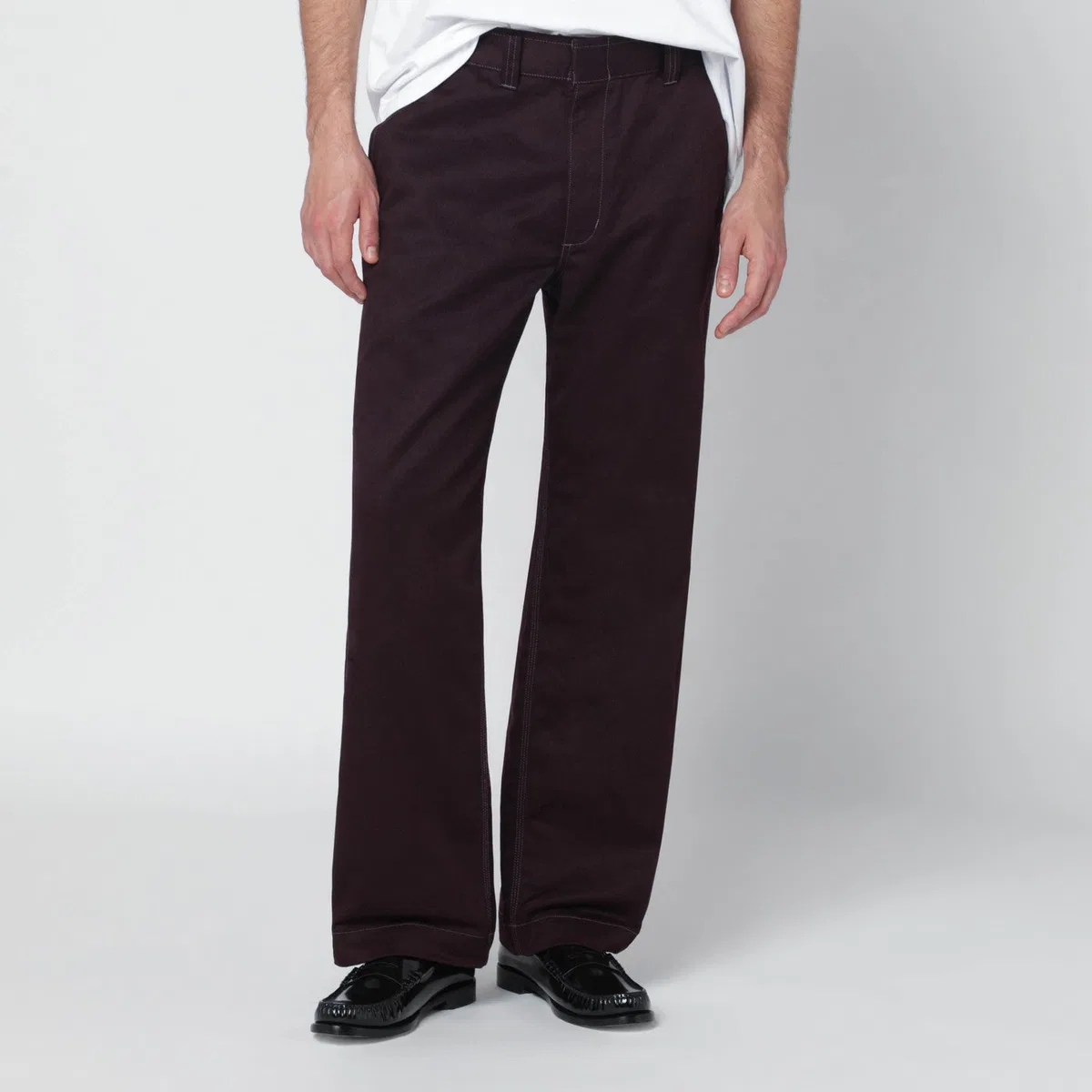 Needles Burgundy Cotton-Blend Trousers