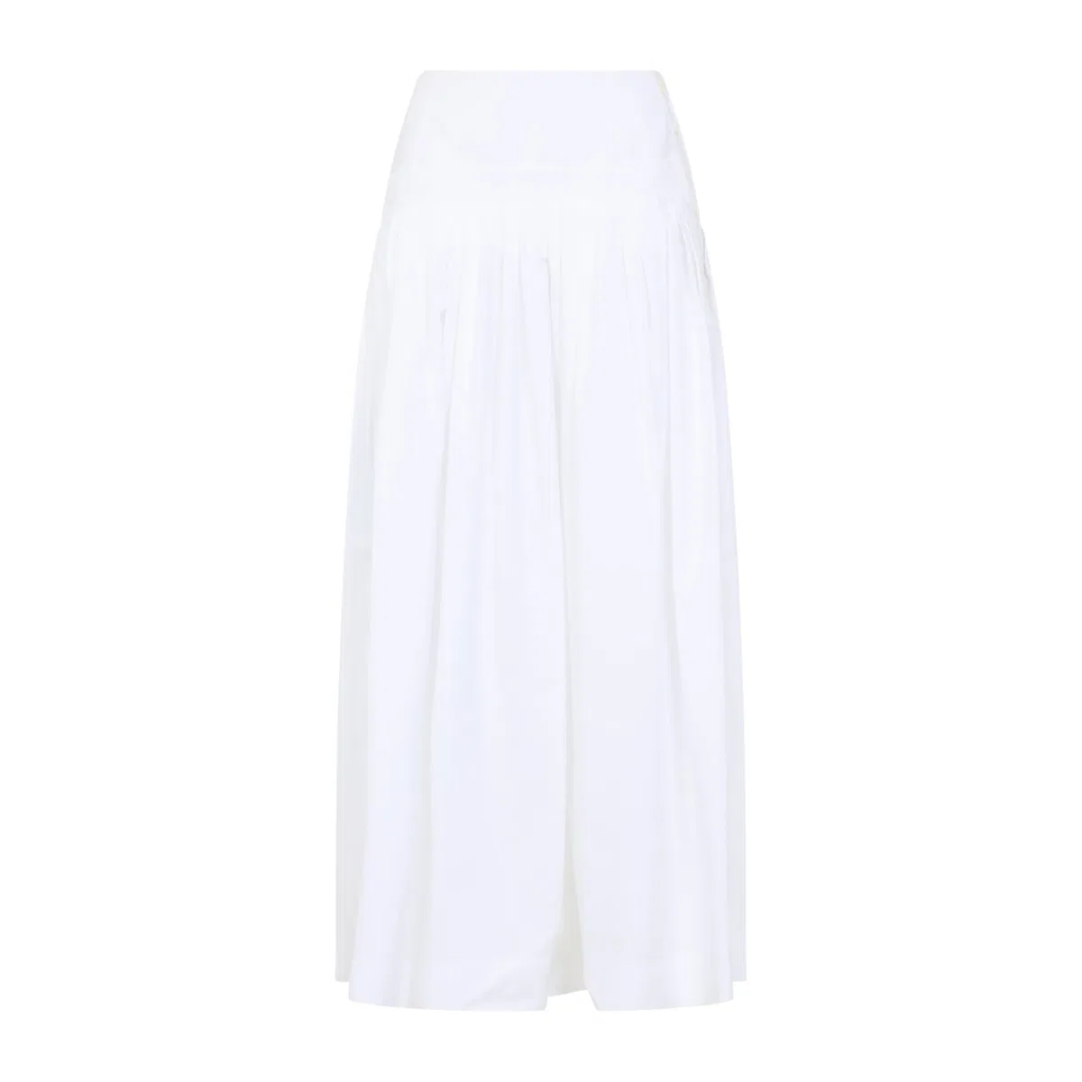 Lanvin White Basque Cotton Midi Skirt