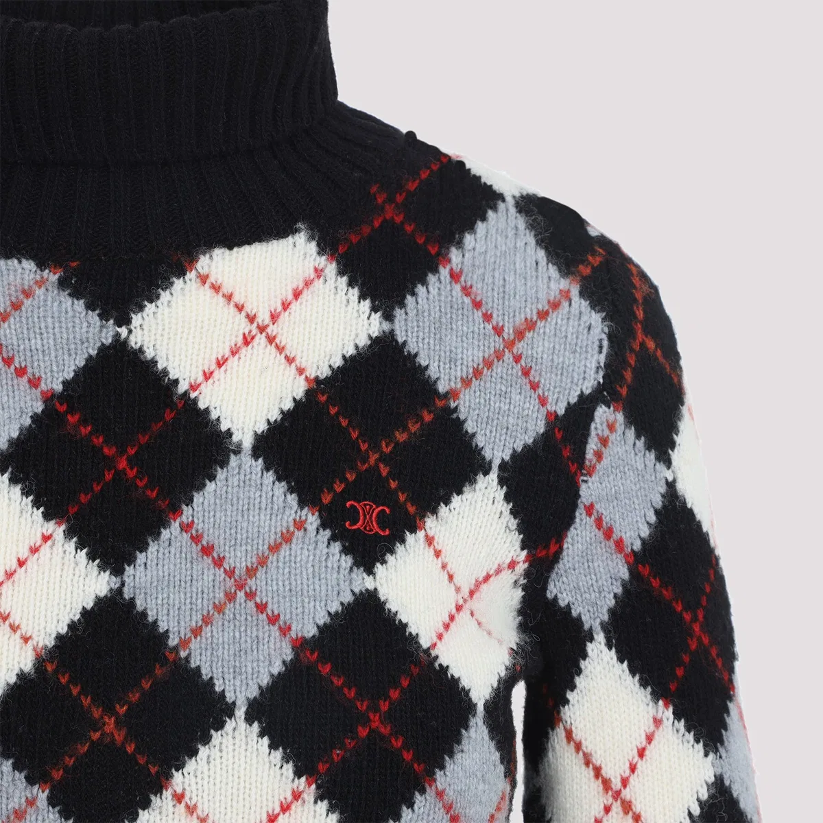 Celine Black White And Grey Wool Sweater