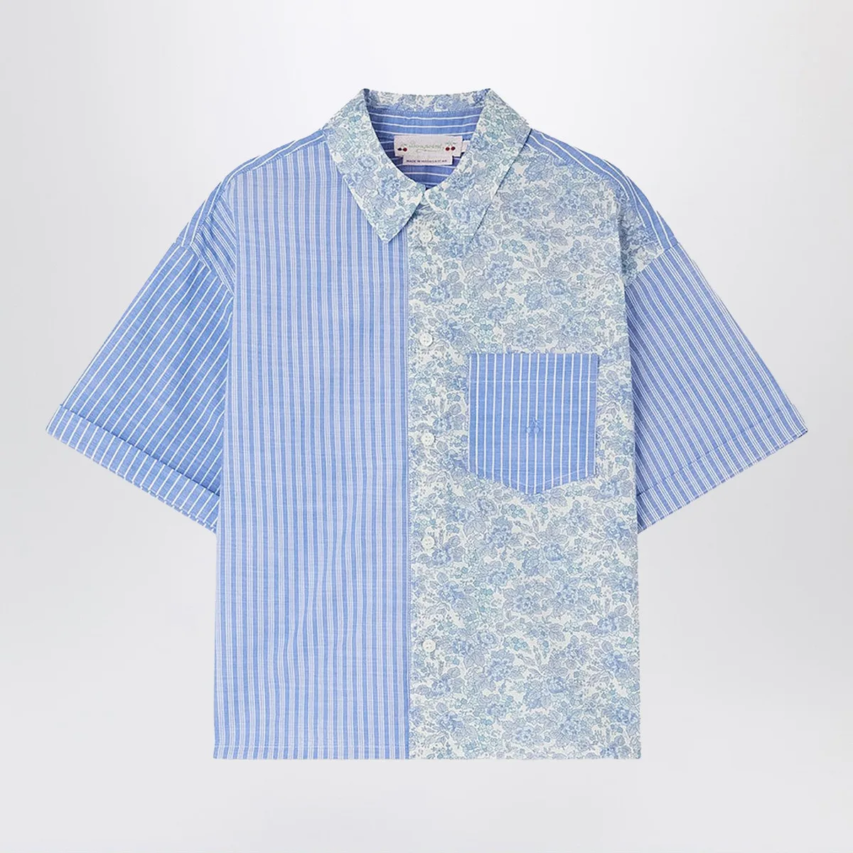 Bonpoint Elyas Patchwork Light Blue Shirt