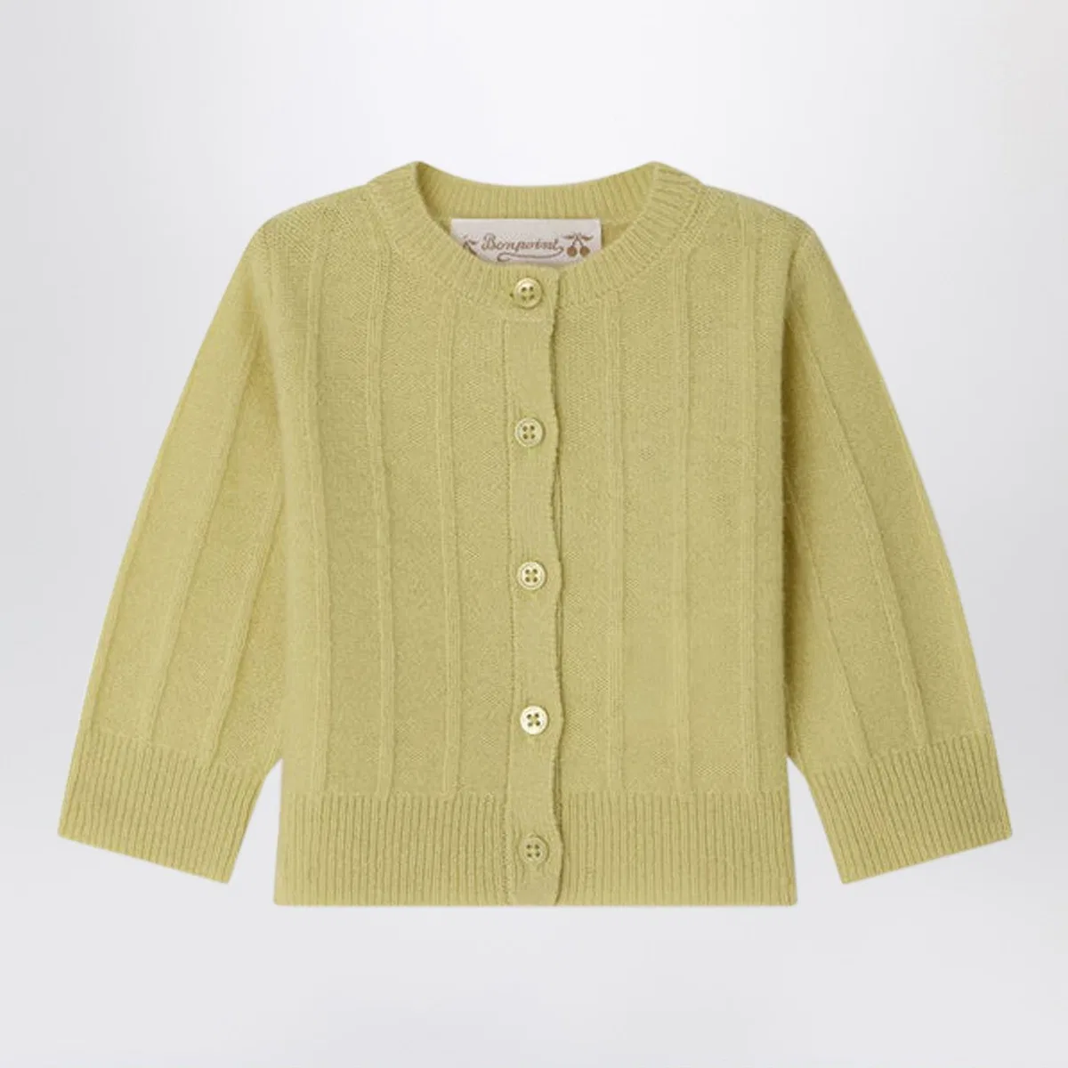 Bonpoint Leander Light Green Cashmere Cardigan