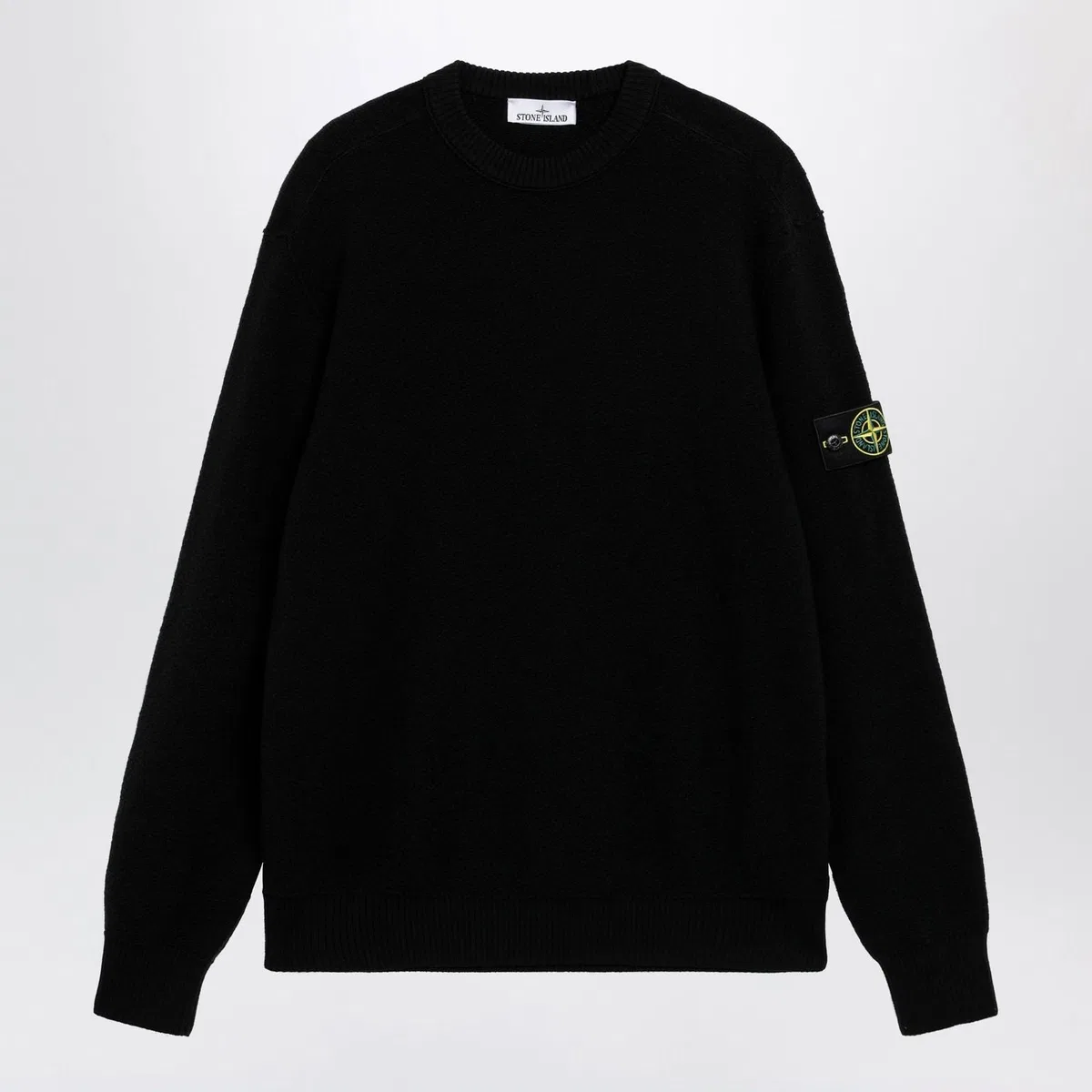 Stone Island Black Wool Crewneck Sweater