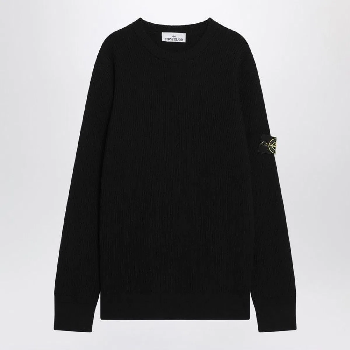 Stone Island Black Ribbed Crewneck Sweater