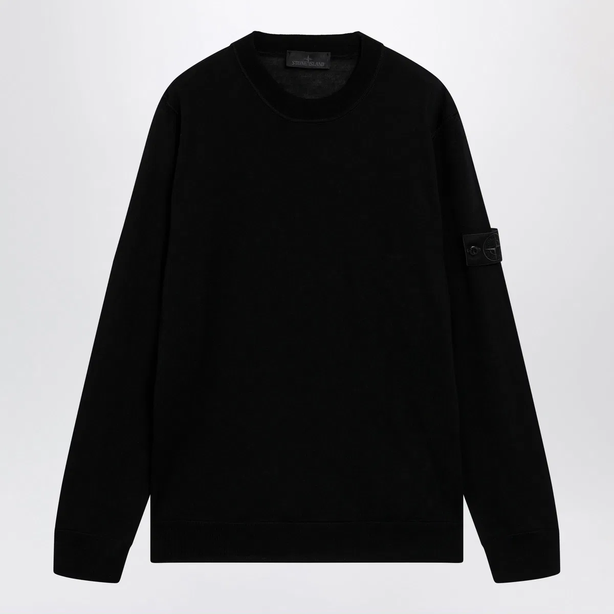 Stone Island Black Wool Crew-Neck Sweater