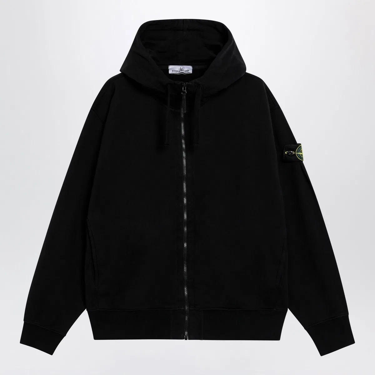 Stone Island Organic Cotton Hooded Zip Sweatshirt In 
