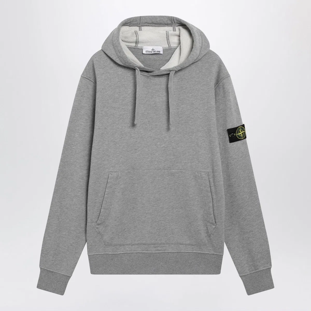 Stone Island Grey Mélange Cotton Hoodie