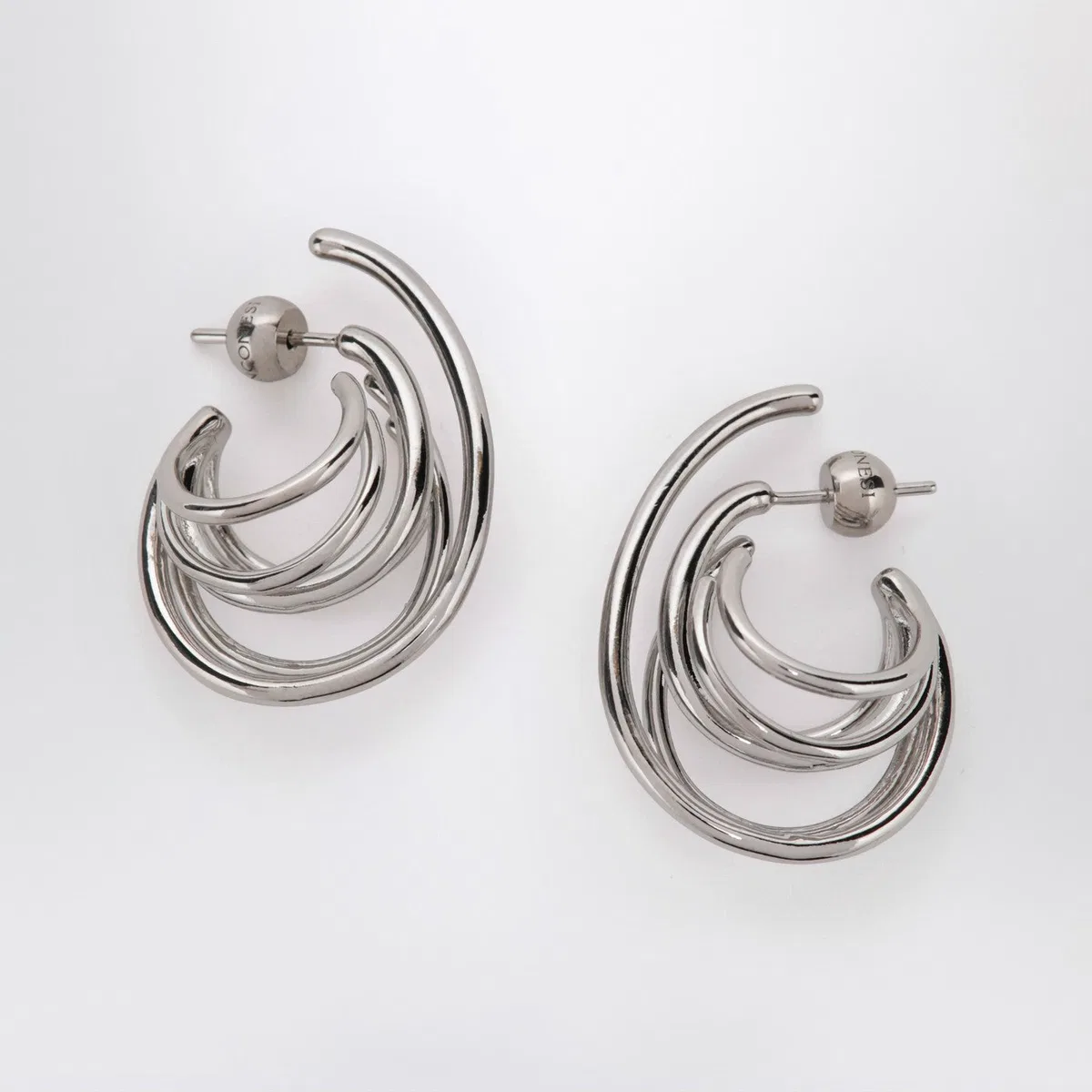 Panconesi Circular Earrings In Silver Tone