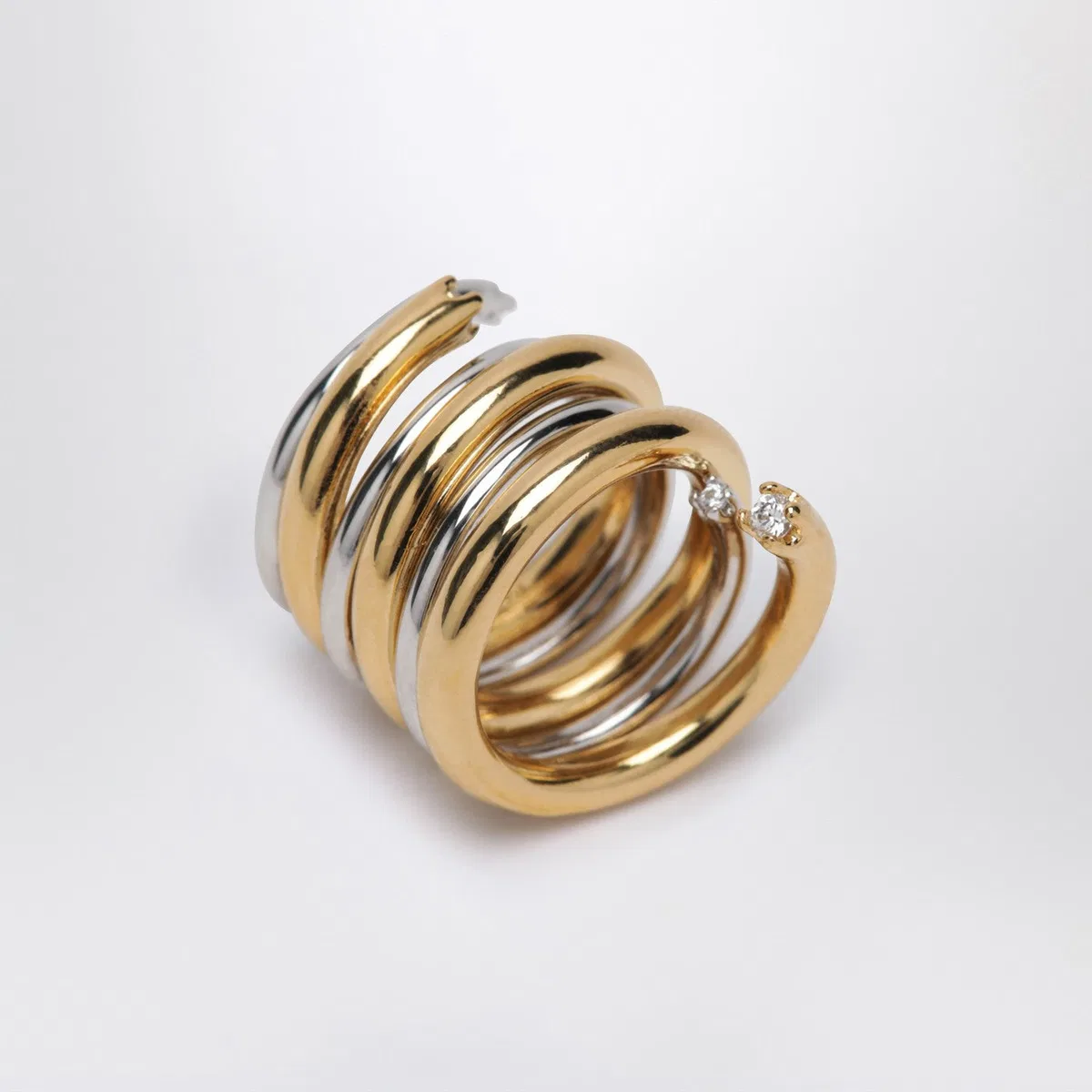 Panconesi Spiral Ring In Gold And Silver Tone
