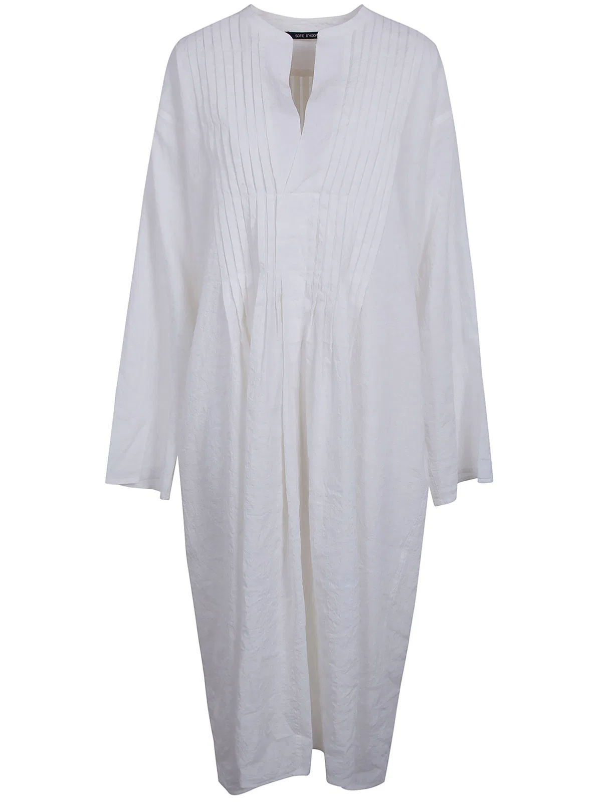 Sofie D Hoore "Dong" Long Sleeve Dress With Pleated Ch