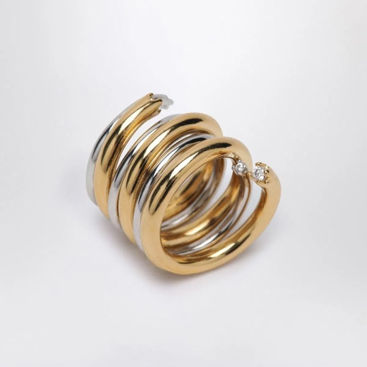 Panconesi Spiral Ring In Gold And Silver Tone