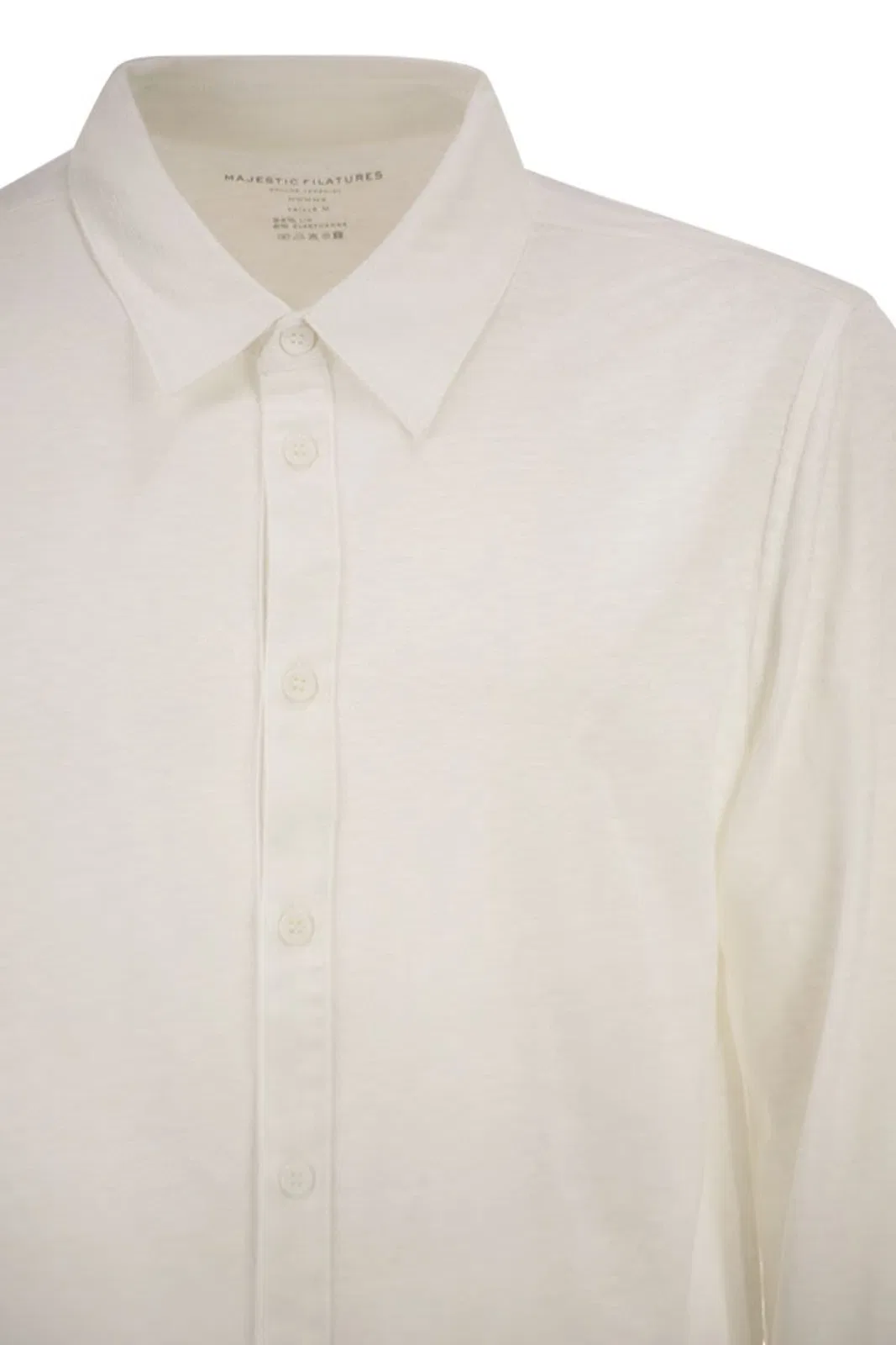 Majestic Stretch Linen Shirt With Front Button Fa