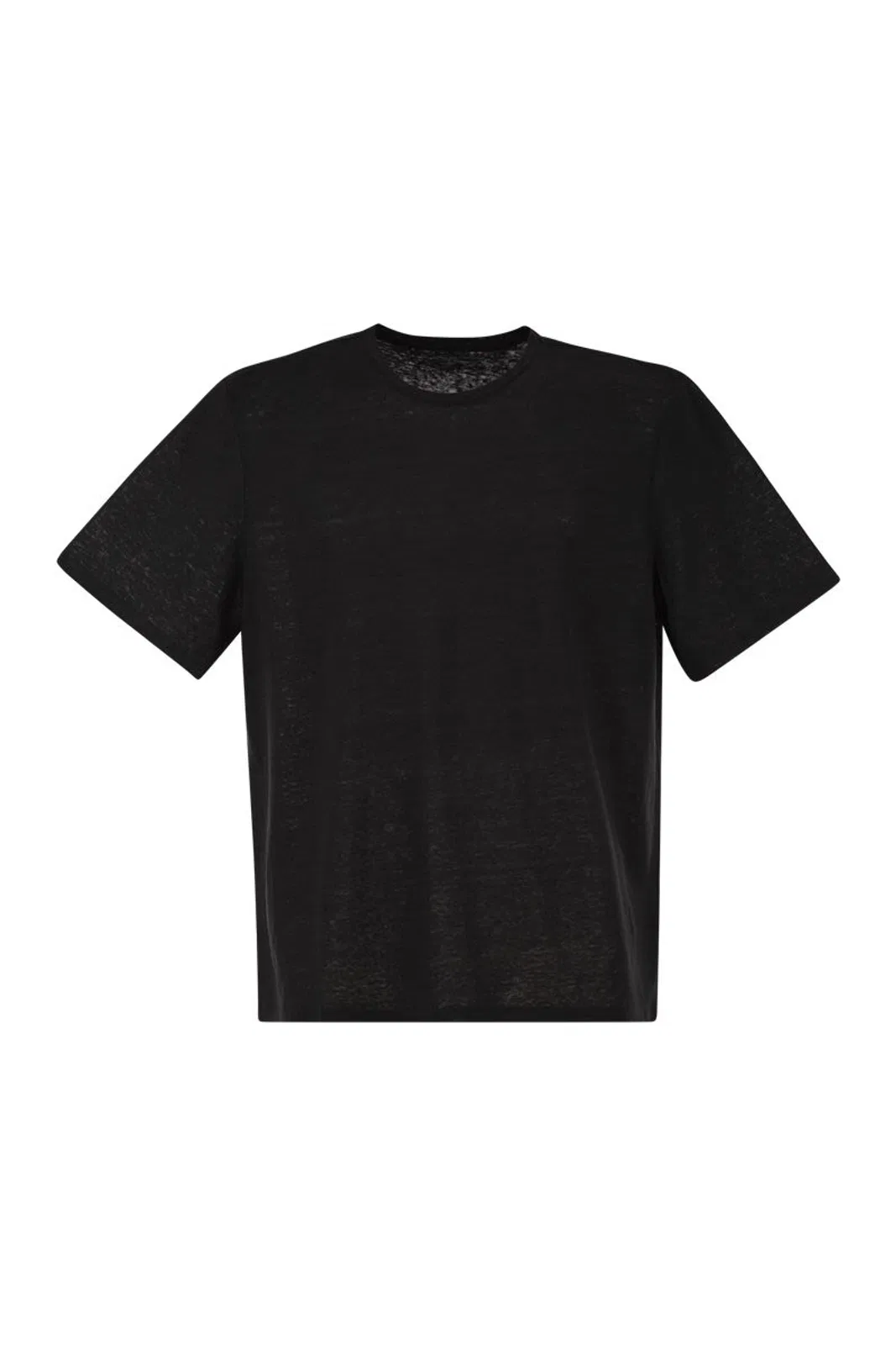 Majestic Stretch Linen T-Shirt With Round Necklin