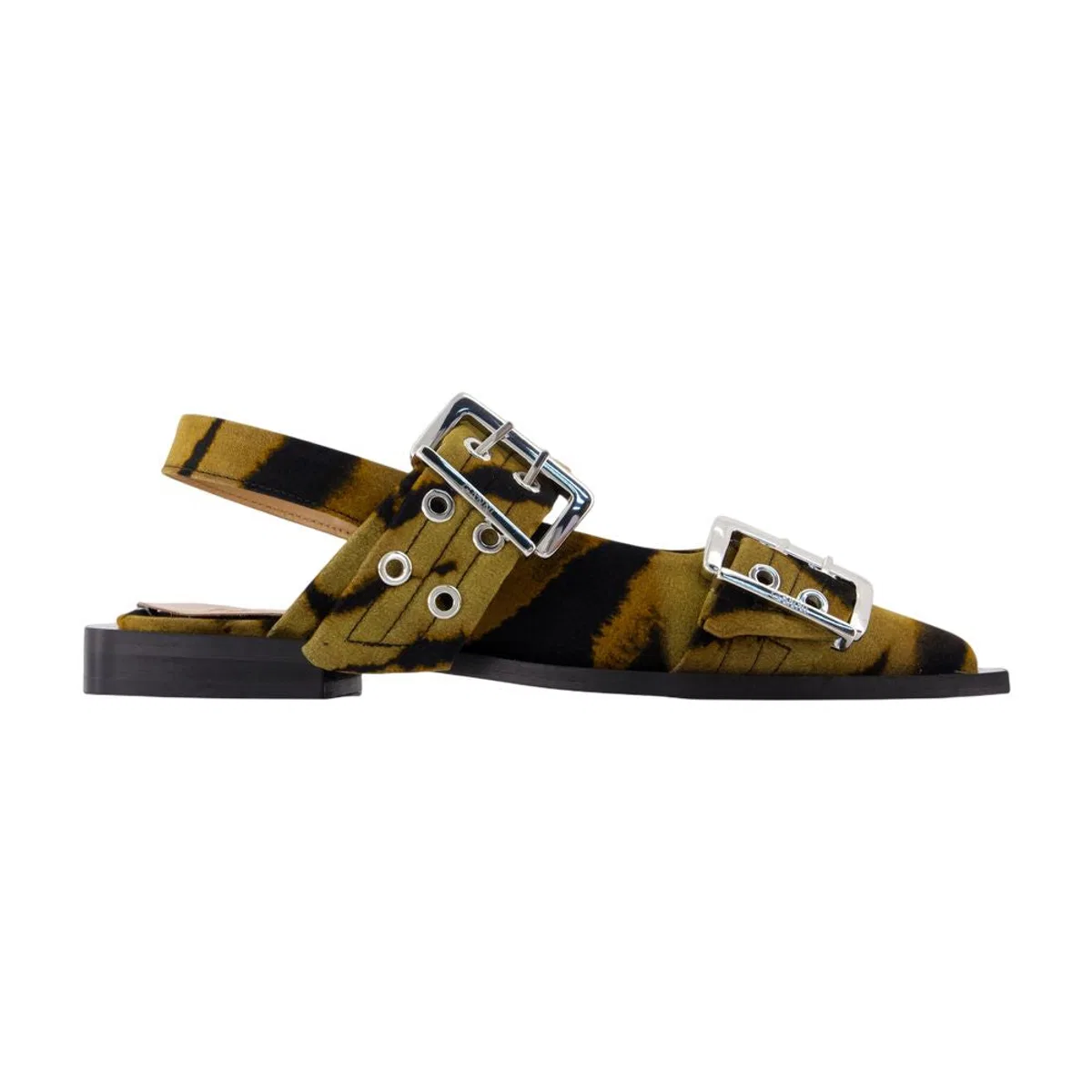 Ganni Feminine Buckle Zebra Ballerinas