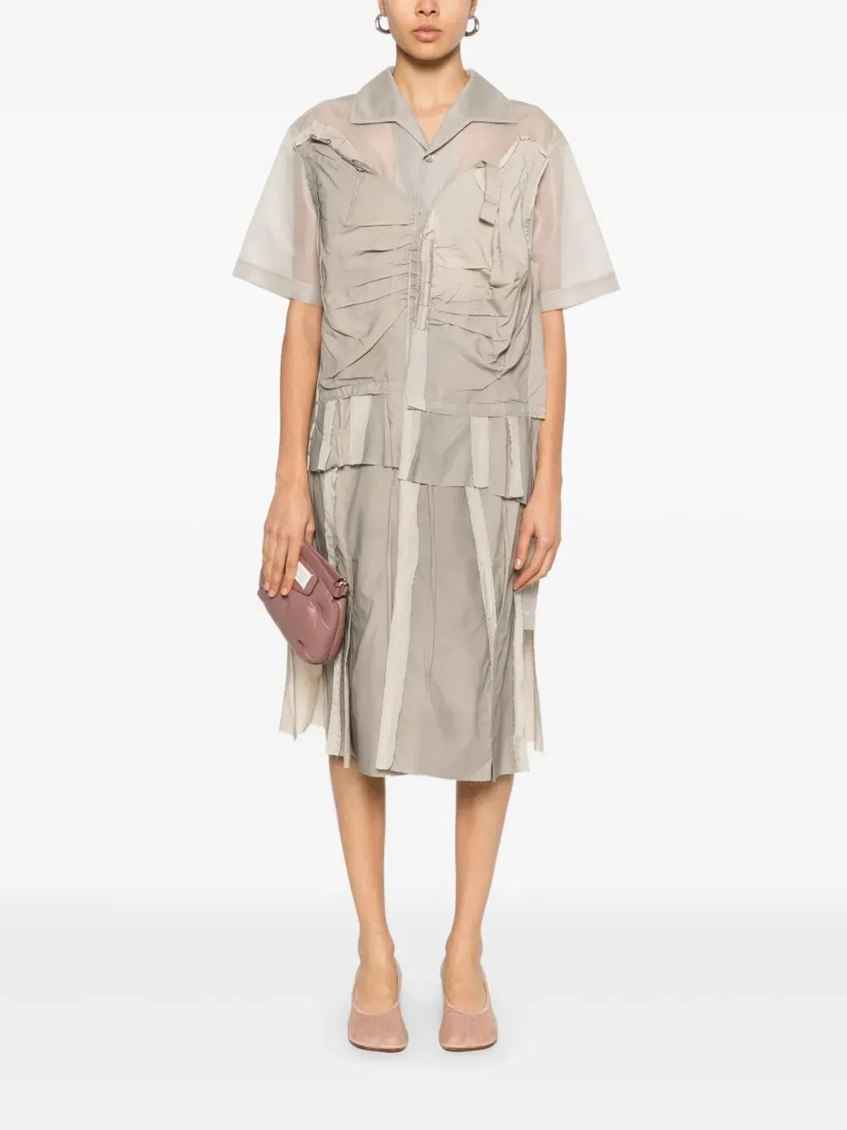 Maison Margiela Cappuccino Mesh Shirt Dress