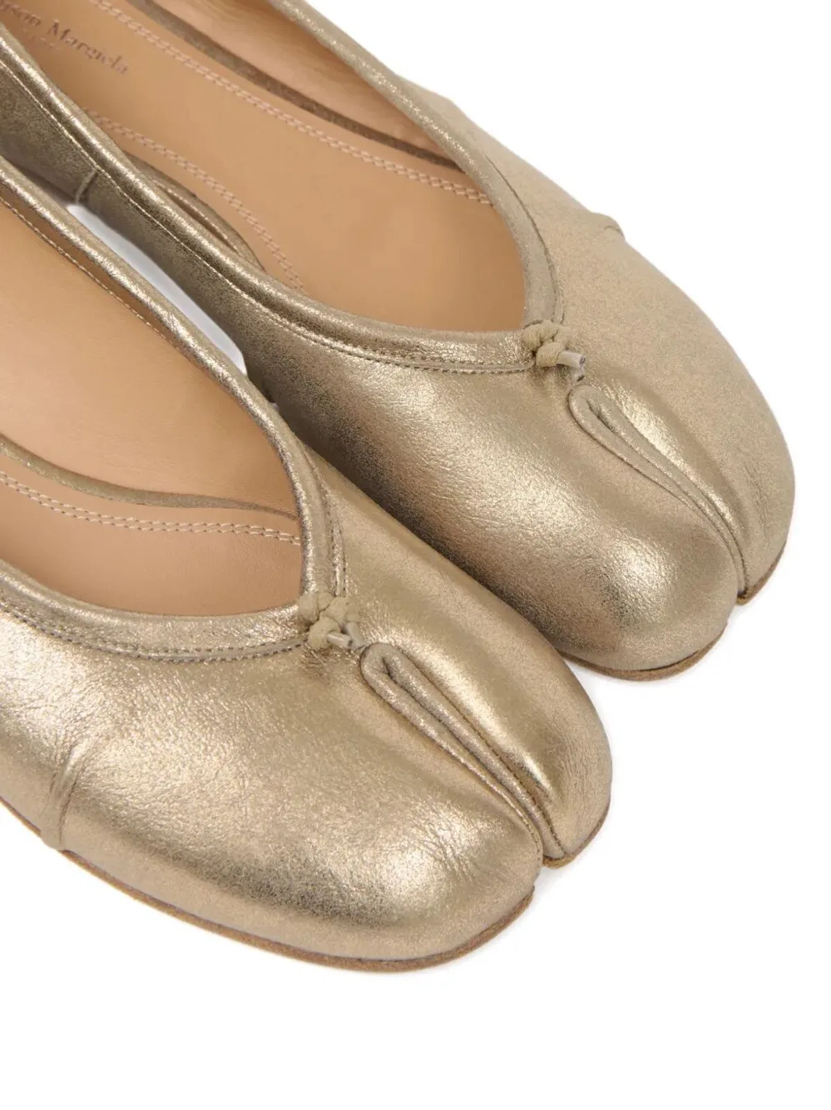 Maison Margiela Cream Gold Goat Leather Ballet