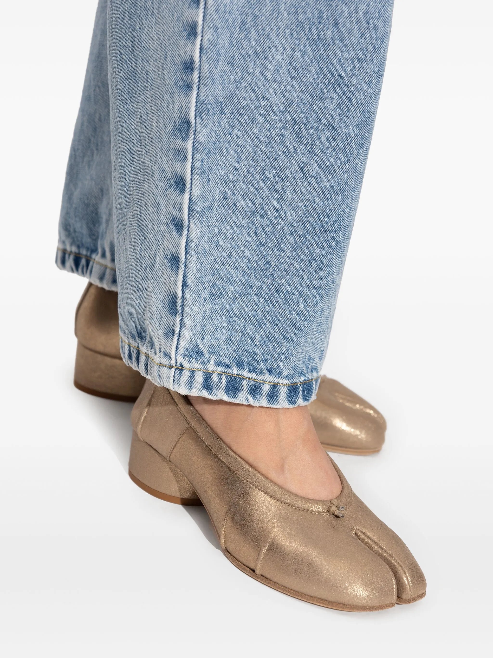 Maison Margiela Cream Gold Goat Leather Ballet
