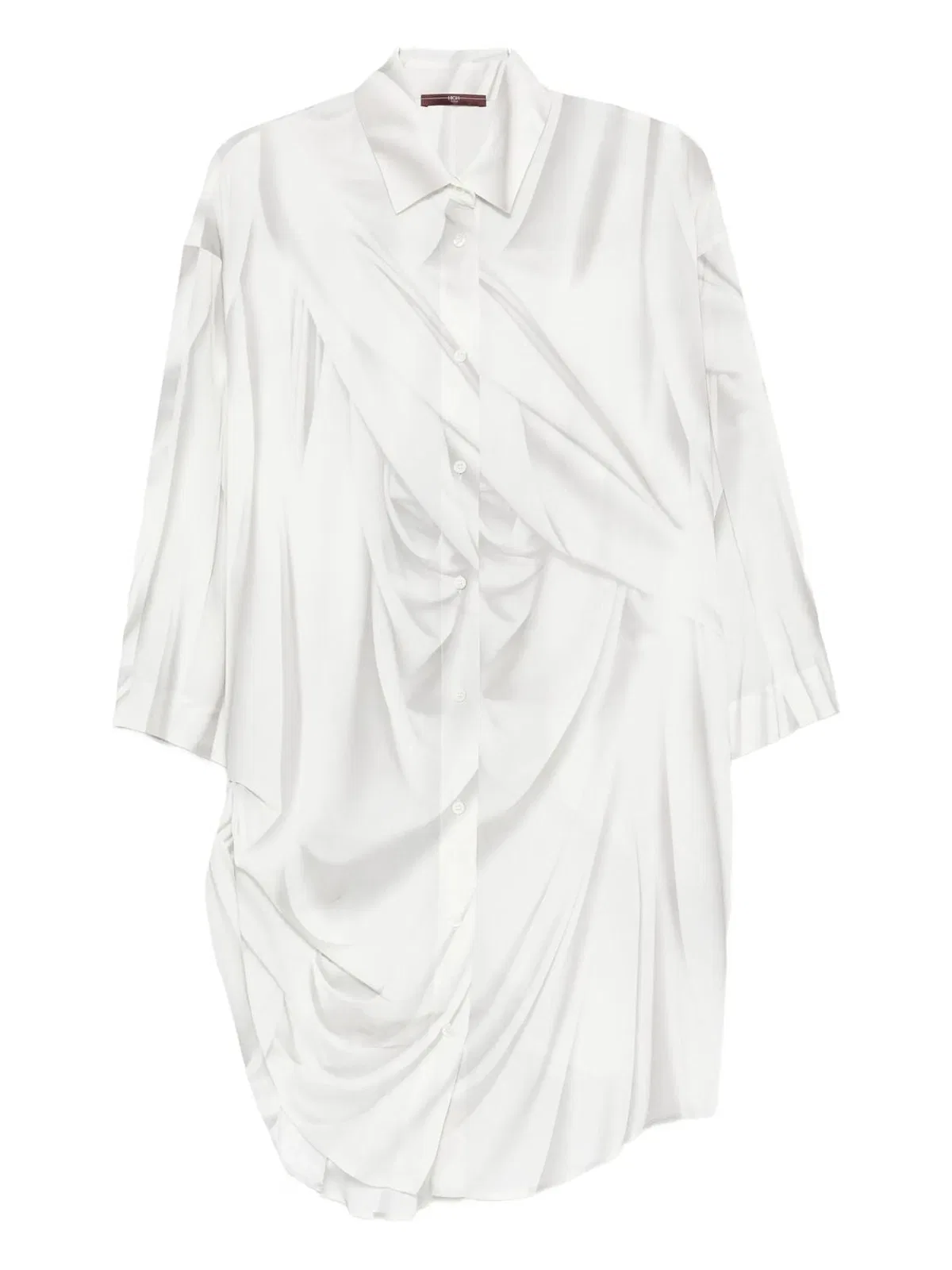 High Draped Button-Front Shirt