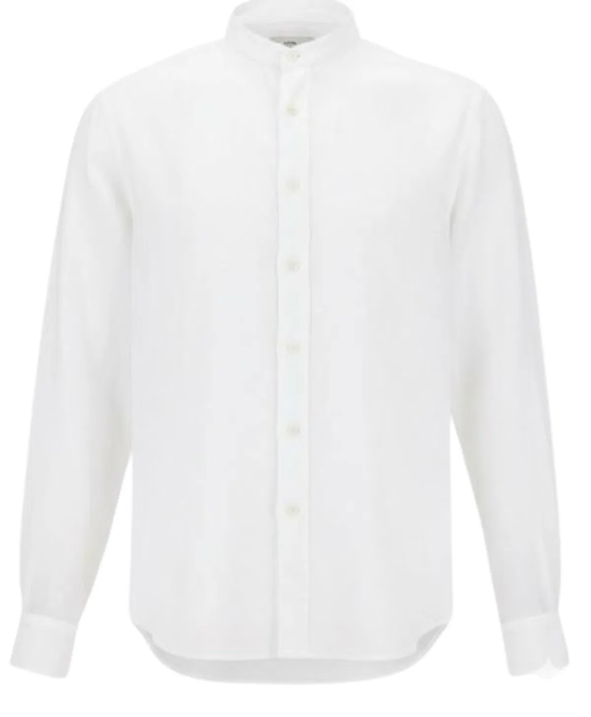 Aspesi White Linen Flax Front Button Band Colla