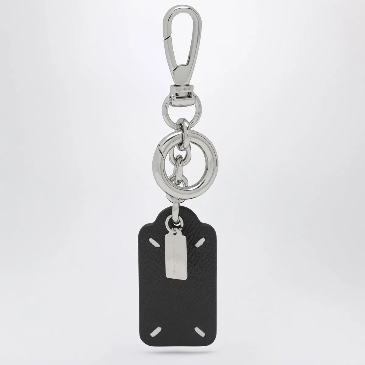 Maison Margiela Double-Label Keychain In Black Grained C