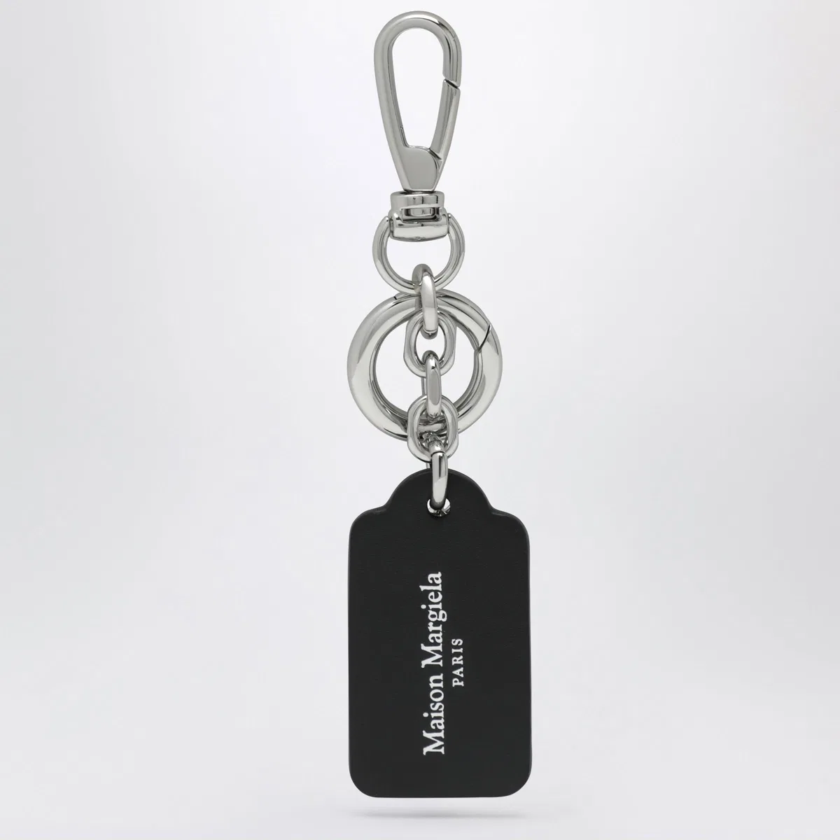 Maison Margiela Double-Label Keychain In Black Grained C