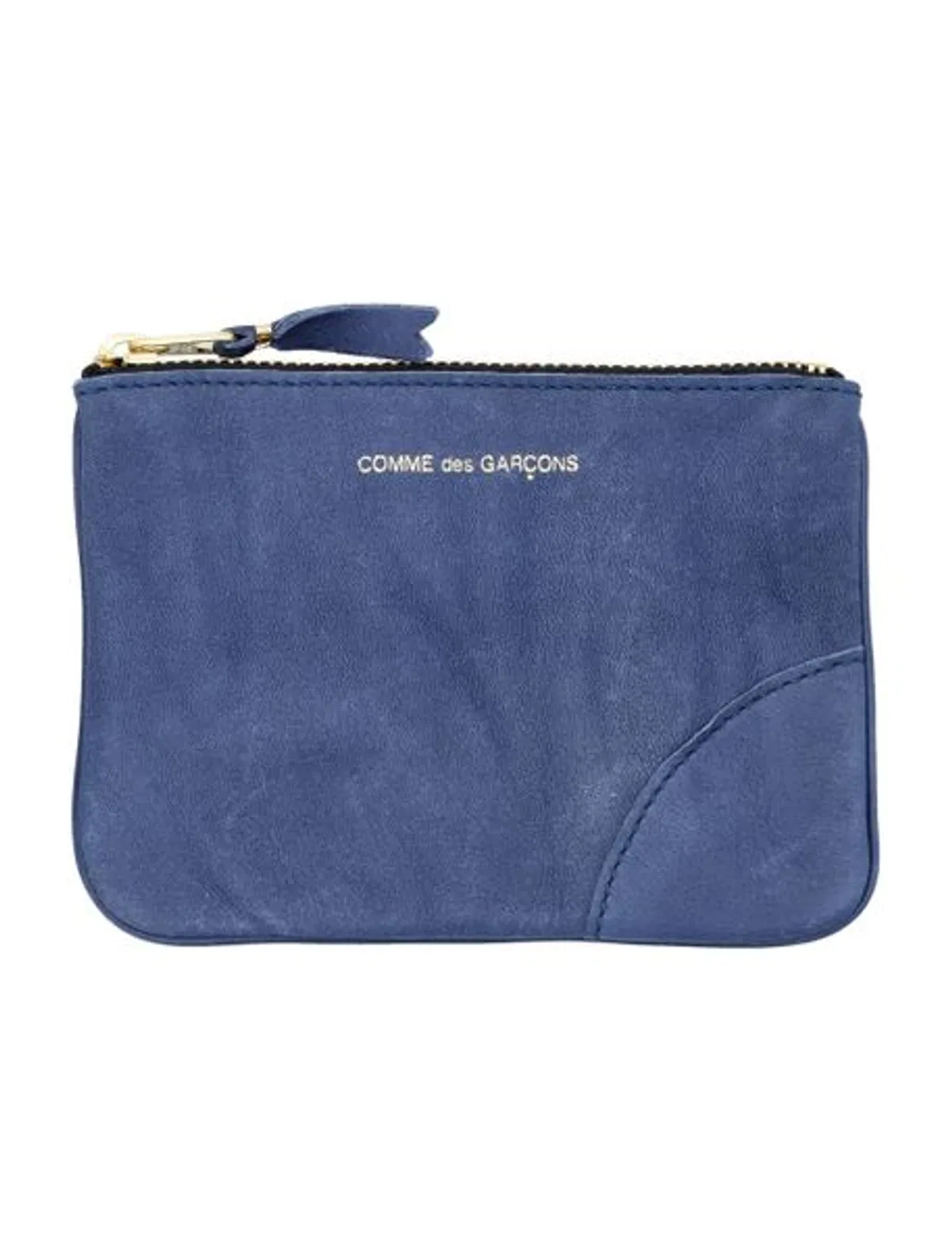 Comme Des Garçons Blue Leather Pouch