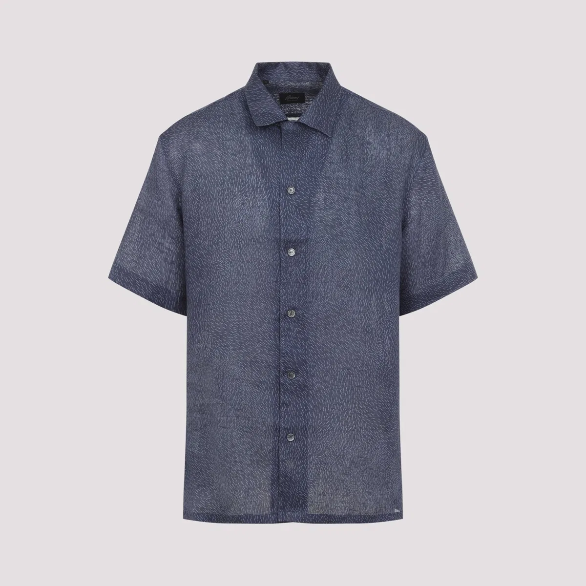 Brioni Blue Cuban Linen Shirt