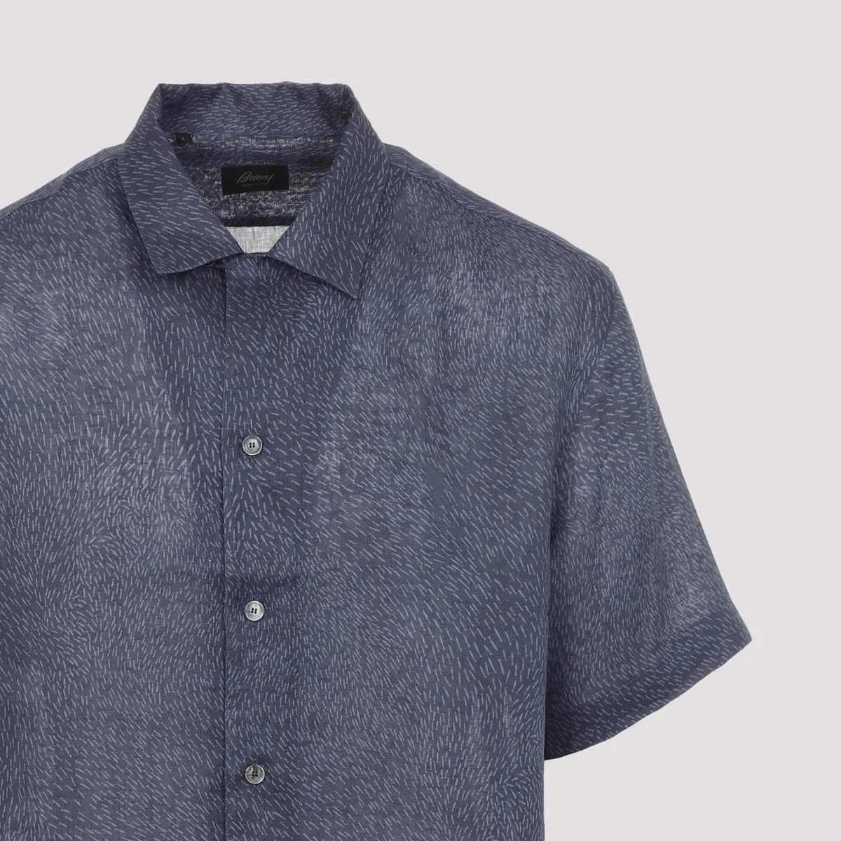 Brioni Blue Cuban Linen Shirt