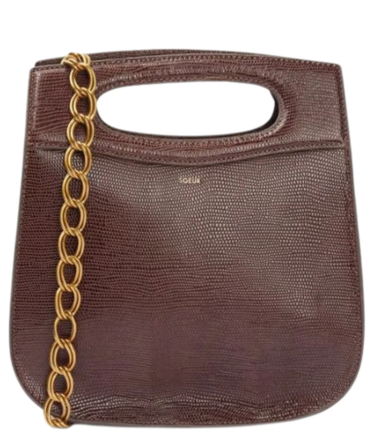 Soeur Chocolate Brown Chain-Link Strap Bag