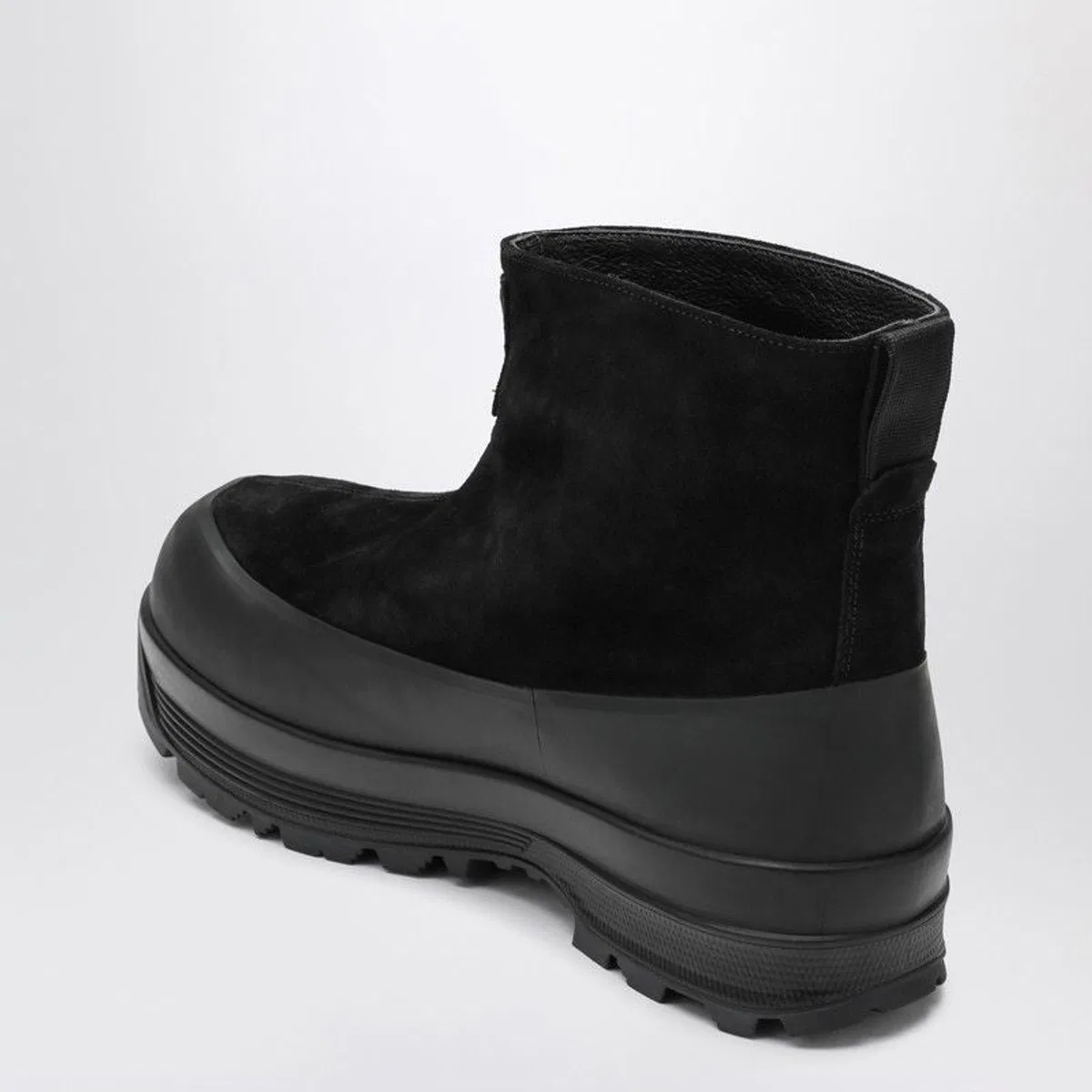 Stone Island Black Suede Ankle Boot With Logo