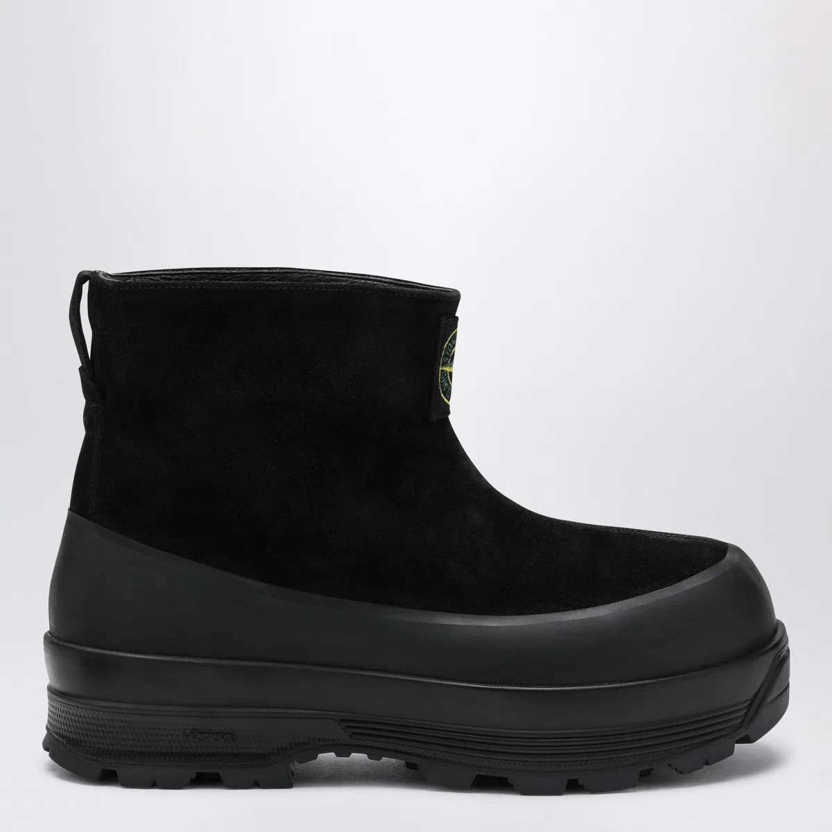 Stone Island Black Suede Ankle Boot With Logo