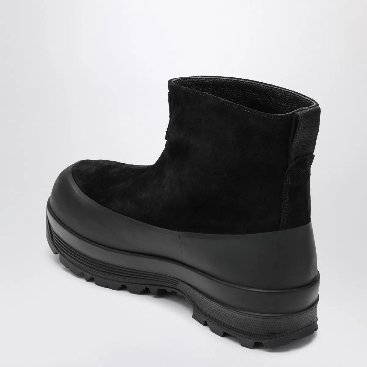 Stone Island Black Suede Ankle Boot With Logo