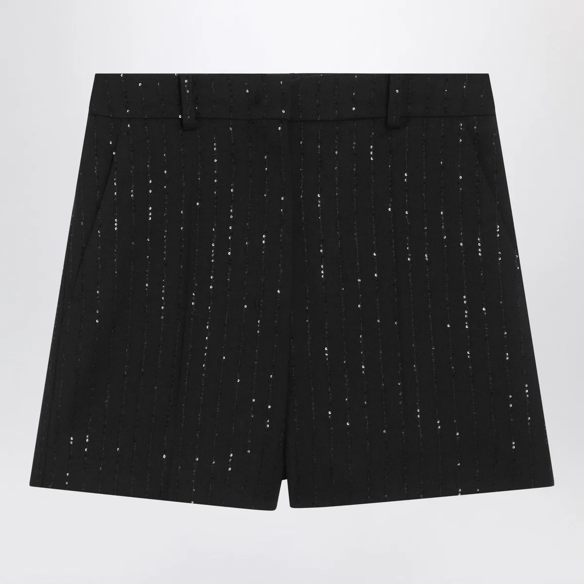 Max mara pianoforte Black Shorts With Pinstripe-Effect Micro