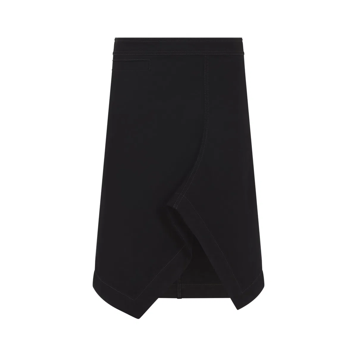 Lemaire Asymmetric Black Skirt With Gray Stitch