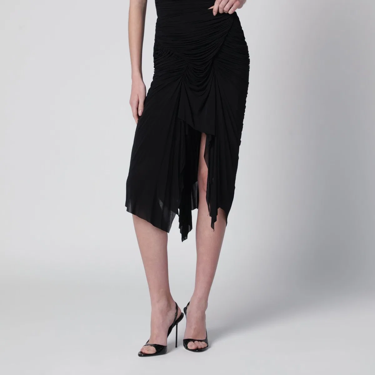 Francesco Murano Black Draped Skirt With Front Slit