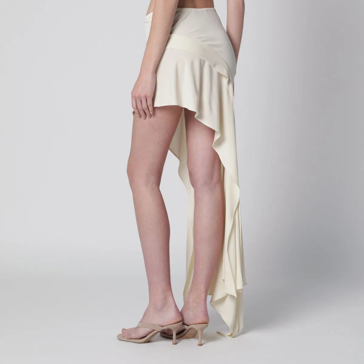 Francesco Murano White Mini Skirt With Side Train