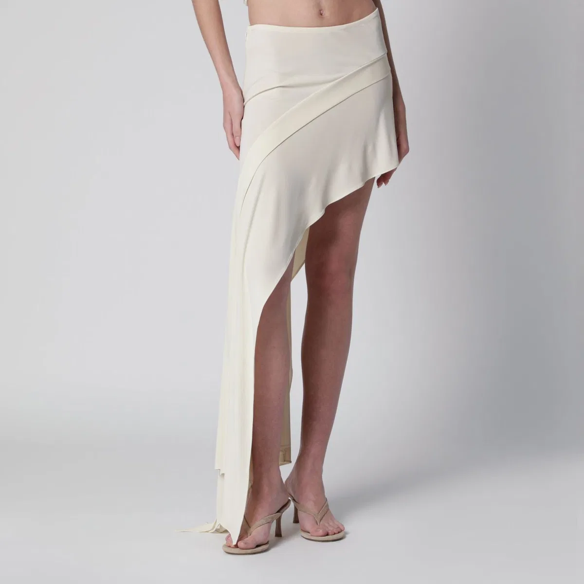 Francesco Murano White Mini Skirt With Side Train
