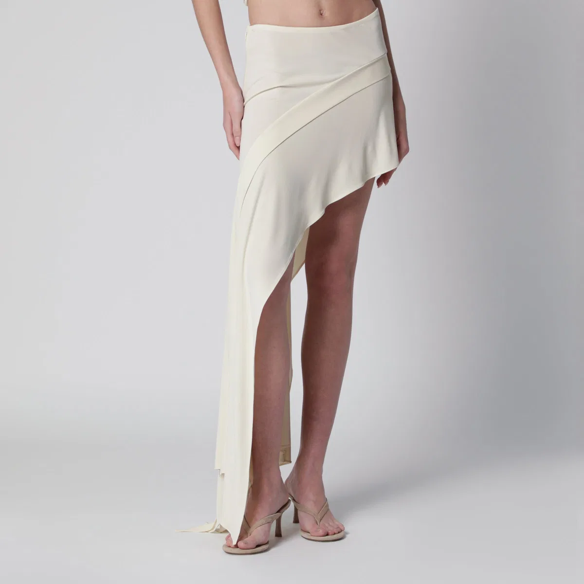 Francesco Murano White Mini Skirt With Side Train