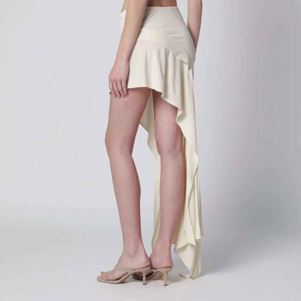 Francesco Murano White Mini Skirt With Side Train