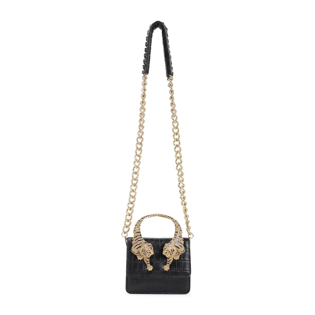 Roberto Cavalli Black Leather Top Handle Bag
