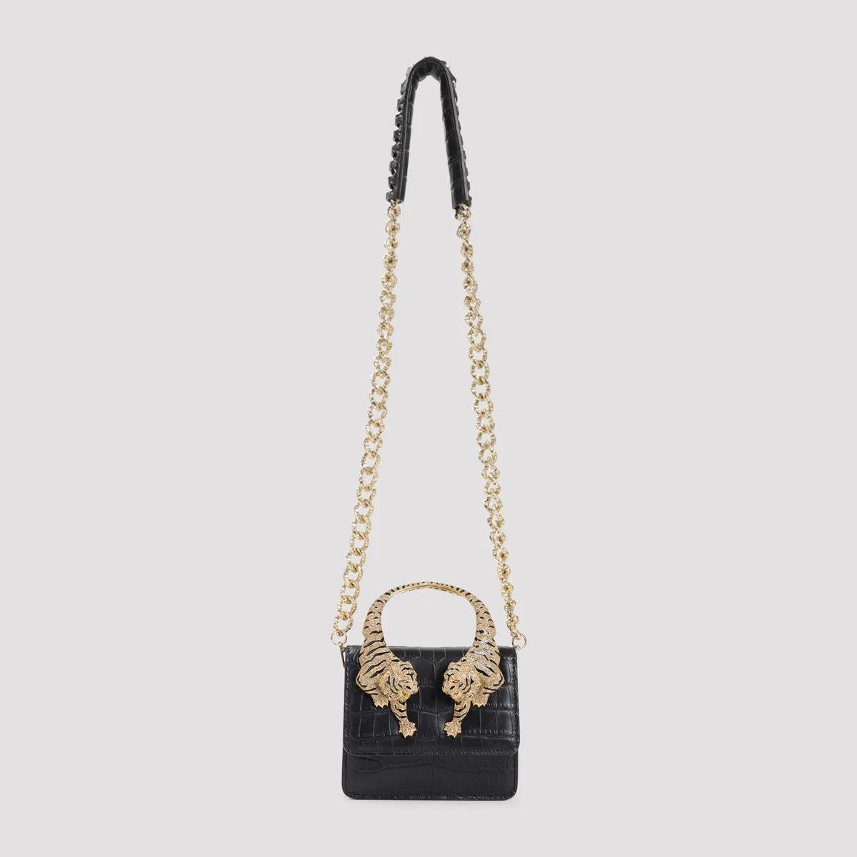 Roberto Cavalli Black Leather Top Handle Bag